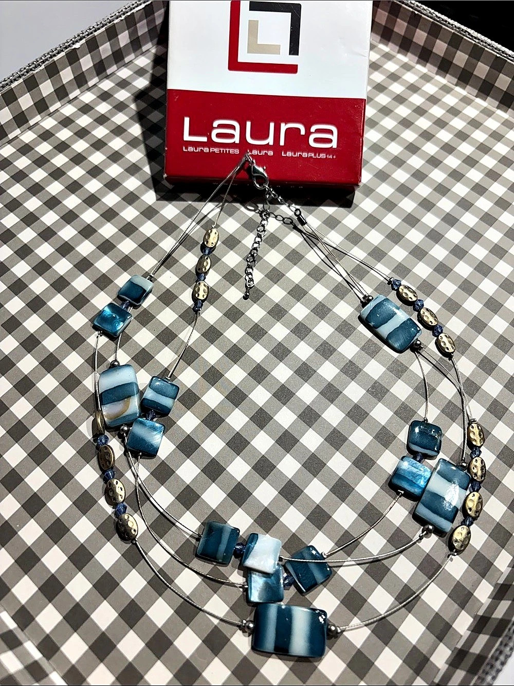 Laura Multi-Strand Blue Pendant Necklace Like New